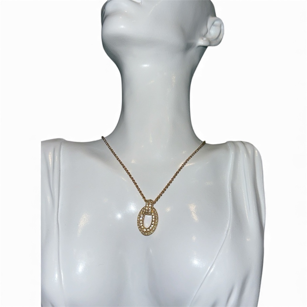 CHRISTIAN DIOR Vintage Oval Crystal Gold Plated Necklace